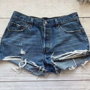 Levi's Blue Distressed Jean Shorts Casual Summer Wear